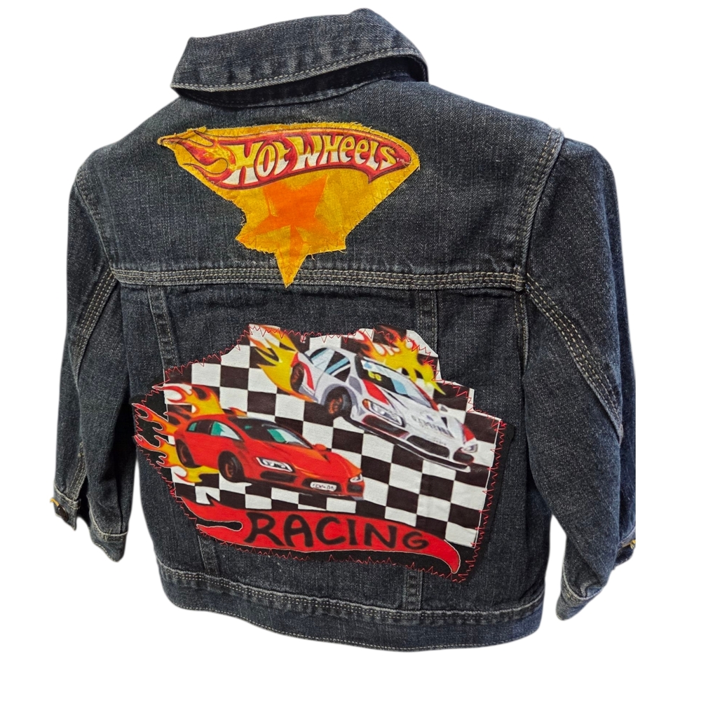 Upcycled Hot Wheels Kids Denim Jacket - Dark Blue